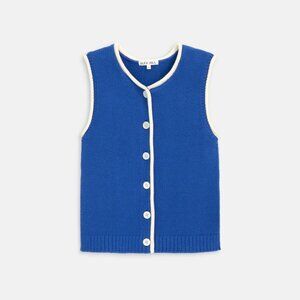 Alex Mill Bridget Tipped Vest in Cotton - Size Small in Blue White